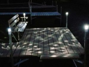 dock brightly lit during the night