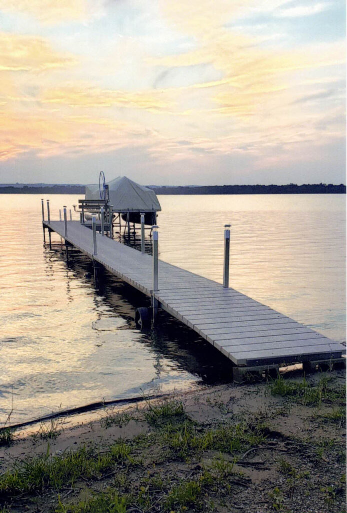 A V_Dock set up on the side of a lake.